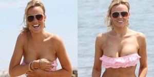 Bikini Melorot, Payudara Maria Fowler Ngintip!