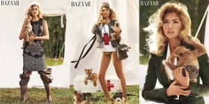 Jadi Perawat Bayi Hewan, Kate Upton Tampil Seksi Di Majalah Bazaar