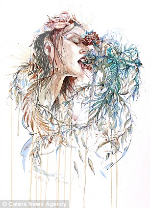 Sensasi Baru dari Seniman Carne Griffiths, Melukis dengan Tea di Kanvas Sensasi Baru dari Seniman Carne Griffiths, Melukis dengan Tea di Kanvas