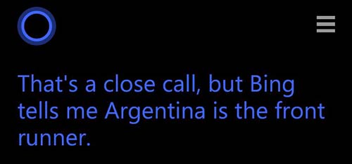 Cortana berikan prediksi Belanda vs Argentina