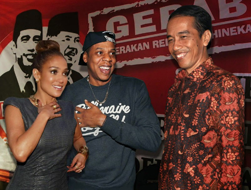 Jokowi dengan Jay-Z dan Jennifer Lopez
