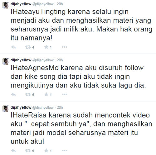 Hodijah Dijah Yellow benci Agnez Mo, Ayu Ting Ting, Raisa