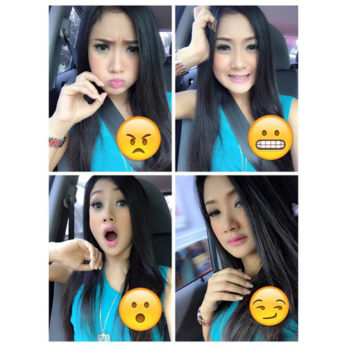 Cita Citata menirukan ekspresi emoticon