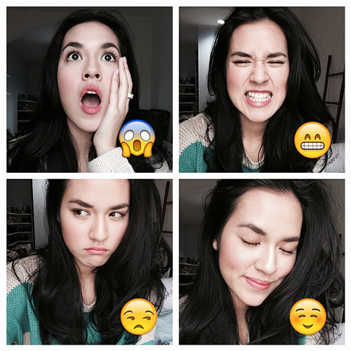 Raisa tirukan ekspresi emoticon
