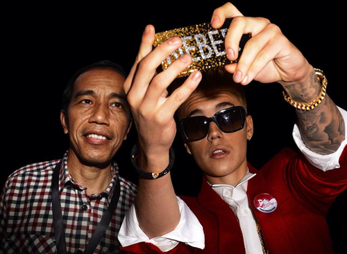 Selfie Jokowi dengan Justin Bieber
