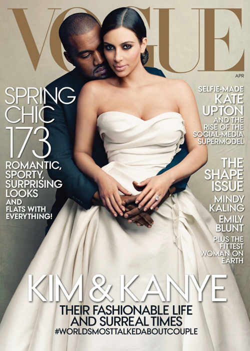Kimye couple, Kim Kardashian Kanye West di cover Vogue April 2014