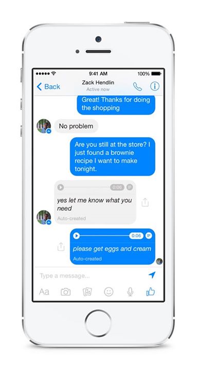 Facebook Messenger voice-to-text