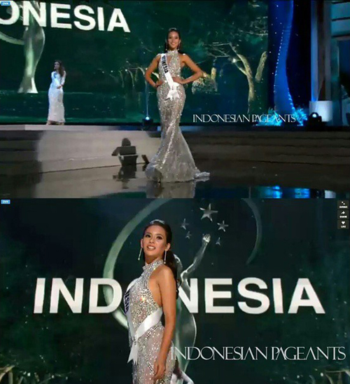 Elvira Devinamira cantik dan seksi di Miss Universe 2014-2015 Preliminary Competition
