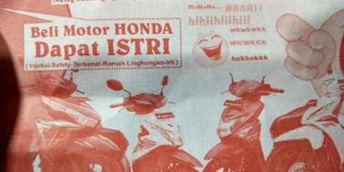 Waduh, Beli Motor Honda Bonusnya ISTRI