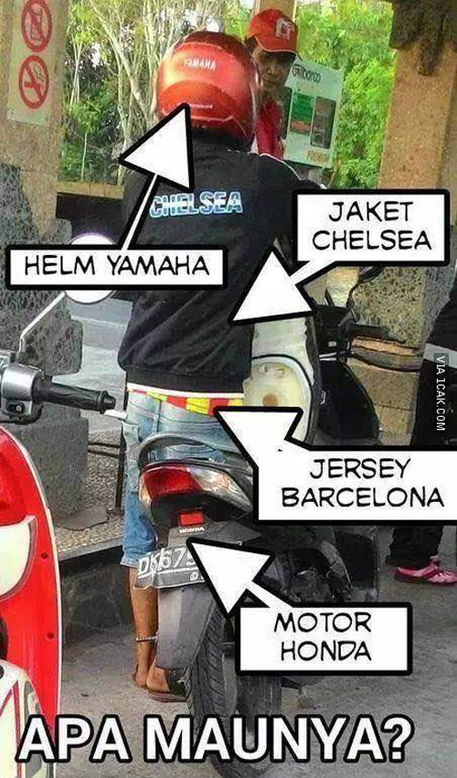 Helm Yamaha, motor Honda