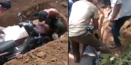 Akibat Gagal Paham, Biker Dikubur Sama Sepeda Motornya