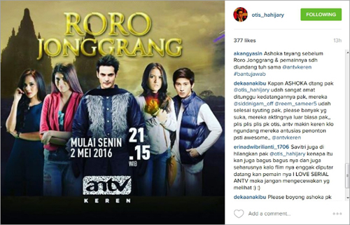 ANTV bakal hadirkan pemain Ashoka ke Indonesia @www.instagram.com/otis_hahijary
