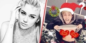 Miley Cyrus Pamer Payudara di Kartu Natal