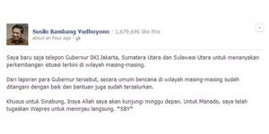 SBY: Bencana di Jakarta, Sinabung dan Manado Sudah Ditangani dengan Baik