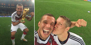 Jerman Juara, Podolski Foto Selfie Dicium Bastian Schweinsteiger