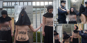 Foto Aktivis Femen Protes Bugil Berjilbab di Kedutaan Iran