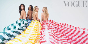 Foto Topless Adriana Lima dan 3 Model Victoria's Secret di Majalah Vogue