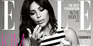 Foto Kim Kardashian Seksi Menggoda di Cover Majalah Elle