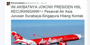 Hilangnya AirAsia QZ8501 Diklaim Karena Kesalahan Jokowi