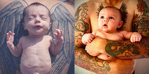 Foto Mengagumkan Bayi dan Ayah Bertato