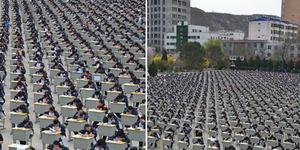 1.700 Siswa Tiongkok Ujian Serempak di Lapangan Terbuka