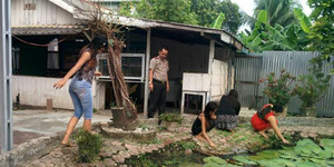 6 PSK Terjaring Razia Dihukum Kerja Bakti Bersihkan Kolam Ikan
