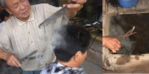 'Dahuojia' Teknik Potong Rambut Dengan Api Di China
