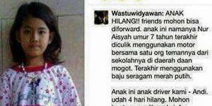 Siswi SD Diculik Hebohkan Sosmed Sudah Pulang ke Rumah