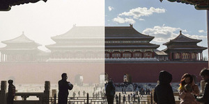 Foto Perbedaan Beijing Sebelum Tertutup Polusi Tebal