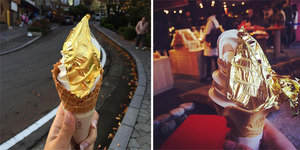Baru! Es krim Cone Klasik Berlapis Emas Ada di Jepang