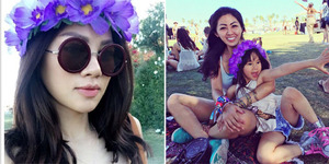 Foto: Adinda Bakrie Asyik Hangout Bareng Anak di Coachella